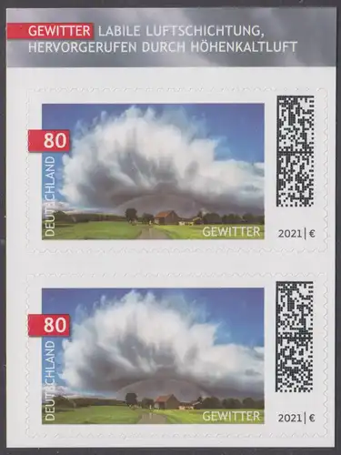 BUND 2021 Michel-Nummer 3617 postfrisch vert.PAAR (l / aus MH / selbstklebend)