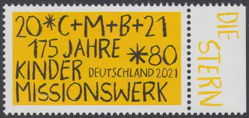 BUND 2021 Michel-Nummer 3582 postfrisch EINZELMARKE RAND rechts (a)