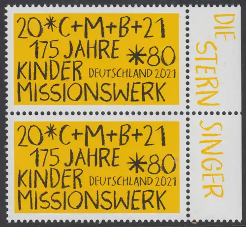 BUND 2021 Michel-Nummer 3582 postfrisch vert.PAAR RÄNDER rechts (a)