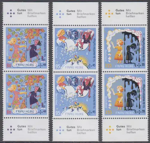 BUND 2021 Michel-Nummer 3585-3587 postfrisch SATZ(3) vert.PAARE RÄNDER oben/unten