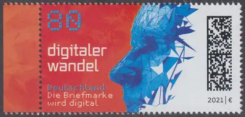 BUND 2021 Michel-Nummer 3590 postfrisch EINZELMARKE RAND links (a)