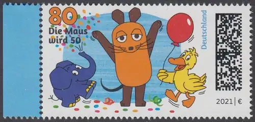 BUND 2021 Michel-Nummer 3596 postfrisch EINZELMARKE RAND links (a)