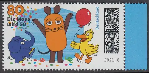 BUND 2021 Michel-Nummer 3596 postfrisch EINZELMARKE RAND rechts (a)