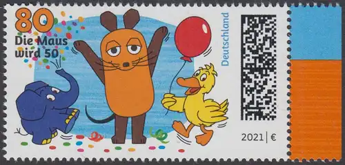 BUND 2021 Michel-Nummer 3596 postfrisch EINZELMARKE RAND rechts (b)