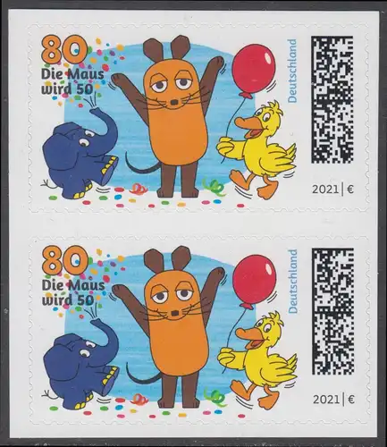 BUND 2021 Michel-Nummer 3597 postfrisch vert.PAAR (aus MH / selbstklebend / l)