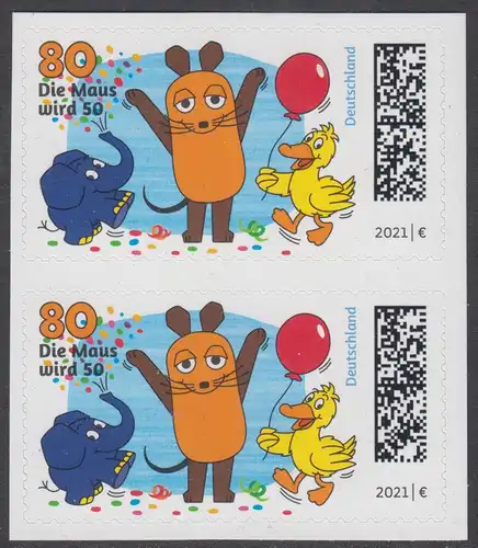 BUND 2021 Michel-Nummer 3597 postfrisch vert.PAAR (aus MH / selbstklebend / r)