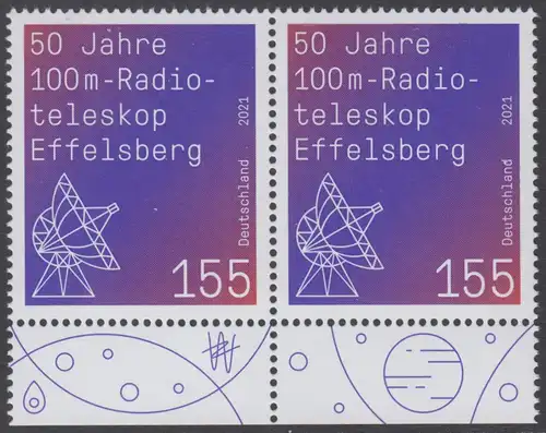 BUND 2021 Michel-Nummer 3599 postfrisch horiz.PAAR RÄNDER unten (a)