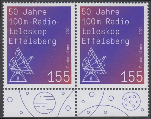 BUND 2021 Michel-Nummer 3599 postfrisch horiz.PAAR RÄNDER unten (b)