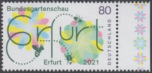 BUND 2021 Michel-Nummer 3600 postfrisch EINZELMARKE RAND rechts (b)