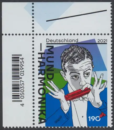 BUND 2021 Michel-Nummer 3601 postfrisch EINZELMARKE ECKRAND oben links