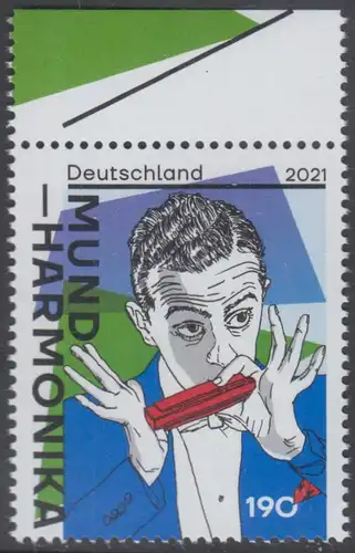 BUND 2021 Michel-Nummer 3601 postfrisch EINZELMARKE RAND oben (b)