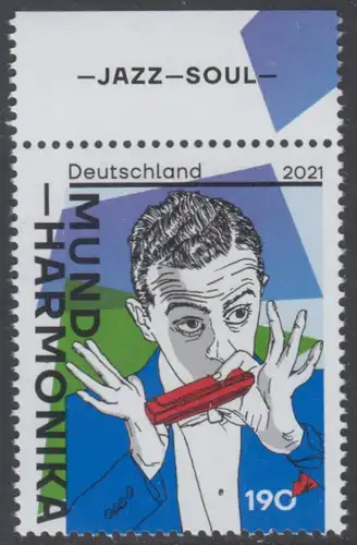 BUND 2021 Michel-Nummer 3601 postfrisch EINZELMARKE RAND oben (c)