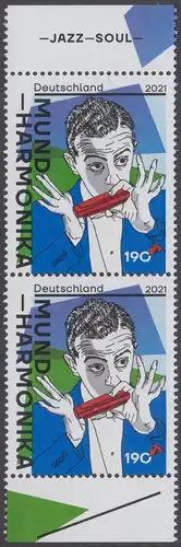 BUND 2021 Michel-Nummer 3601 postfrisch vert.PAAR RÄNDER unten/oben