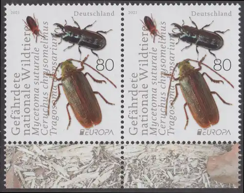 BUND 2021 Michel-Nummer 3605 postfrisch horiz.PAAR RÄNDER unten 