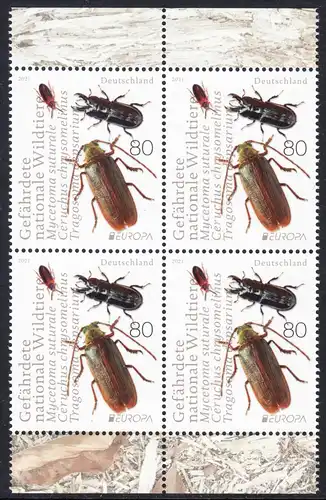 BUND 2021 Michel-Nummer 3605 postfrisch BLOCK RÄNDER unten/oben (a)