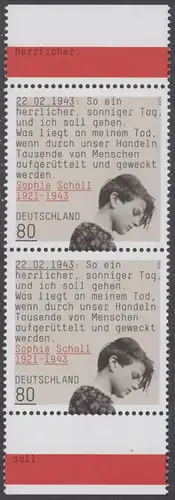 BUND 2021 Michel-Nummer 3606 postfrisch vert.PAAR RÄNDER unten/oben