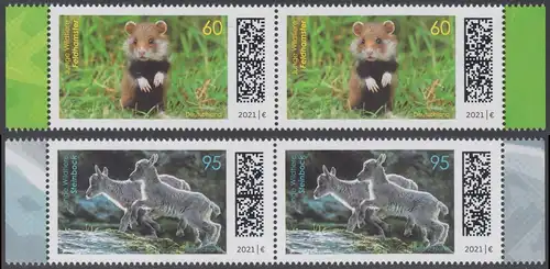 BUND 2021 Michel-Nummer 3608-3609 postfrisch SATZ(2) horiz.PAARE RÄNDER rechts/links (c)