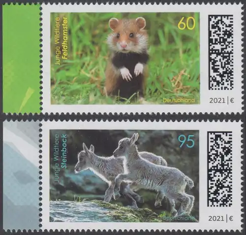 BUND 2021 Michel-Nummer 3608-3609 postfrisch SATZ(2) EINZELMARKEN RÄNDER links (b)