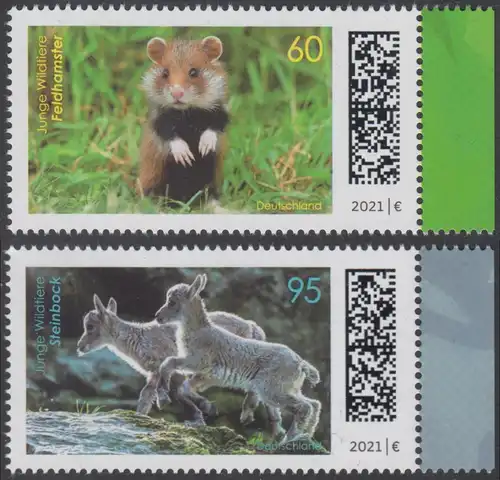 BUND 2021 Michel-Nummer 3608-3609 postfrisch SATZ(2) EINZELMARKEN RÄNDER rechts (a)