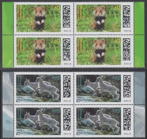 BUND 2021 Michel-Nummer 3608-3609 postfrisch SATZ(2) BLÖCKE RÄNDER rechts/links (a1)