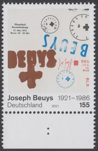 BUND 2021 Michel-Nummer 3610 postfrisch EINZELMARKE RAND unten (a)