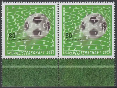 BUND 2021 Michel-Nummer 3611 postfrisch horiz.PAAR RÄNDER unten 