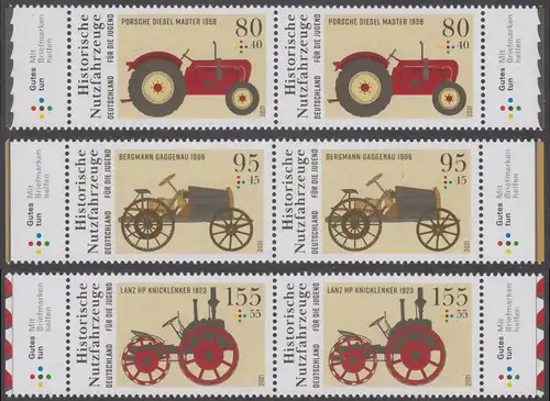 BUND 2021 Michel-Nummer 3618-3620 postfrisch SATZ(3) horiz.PAARE RÄNDER rechts/links