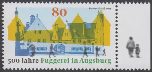 BUND 2021 Michel-Nummer 3621 postfrisch EINZELMARKE RAND rechts (a)