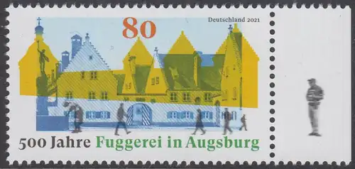 BUND 2021 Michel-Nummer 3621 postfrisch EINZELMARKE RAND rechts (c)