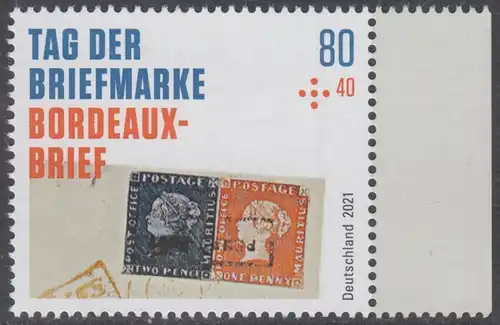 BUND 2021 Michel-Nummer 3623 postfrisch EINZELMARKE RAND rechts (b)