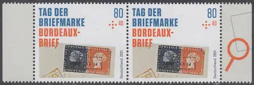 BUND 2021 Michel-Nummer 3623 postfrisch horiz.PAAR RÄNDER rechts & links (a)