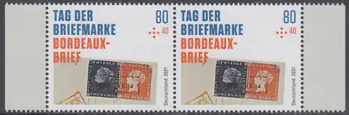 BUND 2021 Michel-Nummer 3623 postfrisch horiz.PAAR RÄNDER rechts & links (b)
