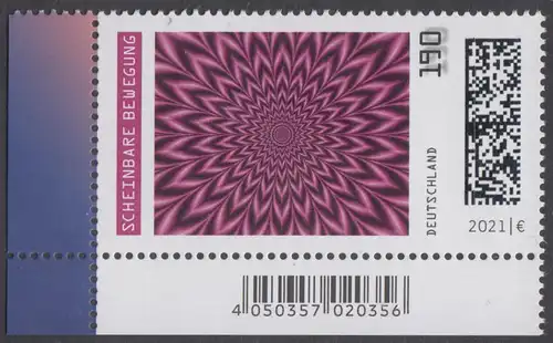 BUND 2021 Michel-Nummer 3624 postfrisch EINZELMARKE ECKRAND unten links