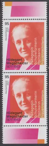 BUND 2021 Michel-Nummer 3625 postfrisch vert.PAAR RÄNDER oben/unten