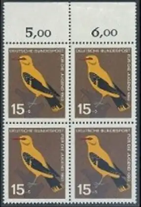 BUND 1963 Michel-Nummer 0402 postfrisch BLOCK RANDMARKEN oben