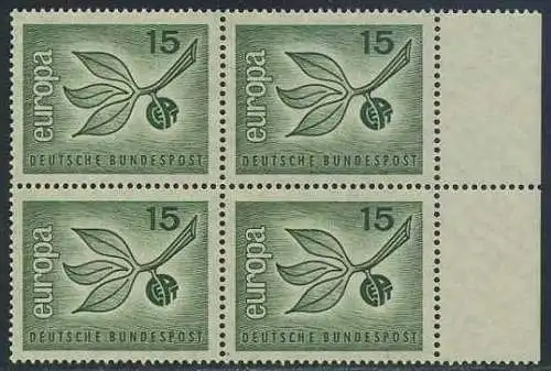 BUND 1965 Michel-Nummer 0483 postfrisch BLOCK RANDMARKEN rechts