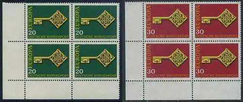 BUND 1968 Michel-Nummer 0559-0560 postfrisch SATZ(2) BLÖCKE ECKRÄNDER unten links