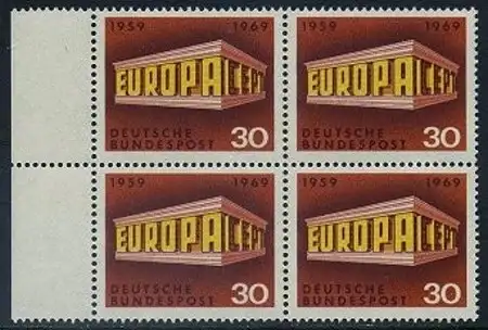 BUND 1969 Michel-Nummer 0584 postfrisch BLOCK RÄNDER links