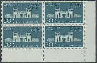 BUND 1970 Michel-Nummer 0625 postfrisch BLOCK Eckrand rechts m/ Formnummer