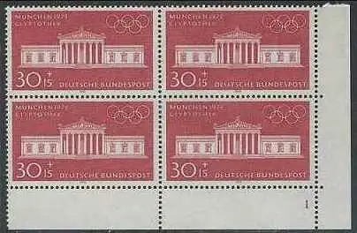 BUND 1970 Michel-Nummer 0626 postfrisch BLOCK ECKRAND uinten rechts m/ Formnummer