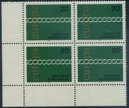 BUND 1971 Michel-Nummer 0675 postfrisch BLOCK ECKRAND unten links (a2)