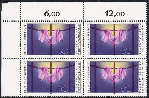 BUND 1984 Michel-Nummer 1201 postfrisch BLOCK ECKRAND oben links (a2)