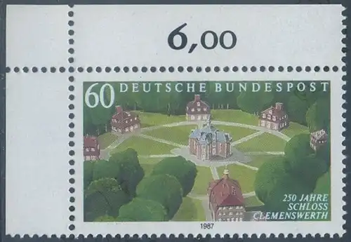 BUND 1987 Michel-Nummer 1312 postfrisch EINZELMARKE ECKRAND oben links