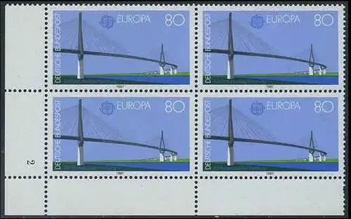 BUND 1987 Michel-Nummer 1322 postfrisch BLOCK ECKRAND unten links (FN)