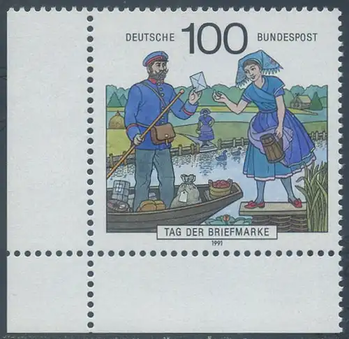 BUND 1991 Michel-Nummer 1570 postfrisch EINZELMARKE ECKRAND unten links