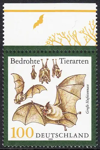 BUND 1999 Michel-Nummer 2086 postfrisch EINZELMARKE RAND oben (c)