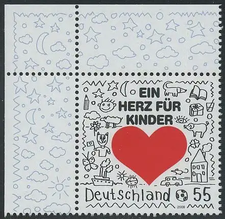 BUND 2008 Michel-Nummer 2706 postfrisch EINZELMARKE ECKRAND oben links