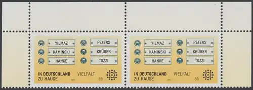 BUND 2012 Michel-Nummer 2941 postfrisch horiz.PAAR ECKRÄNDER oben links/rechts