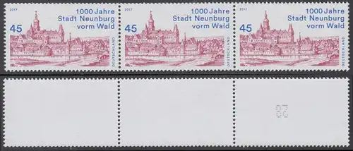 BUND 2017 Michel-Nummer 3290 postfrisch horiz.STRIP(3) (coil) m/ Rollen-# 28