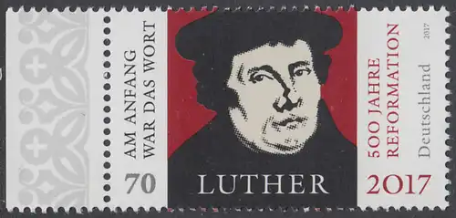 BUND 2017 Michel-Nummer 3300 postfrisch EINZELMARKE RAND links (b)